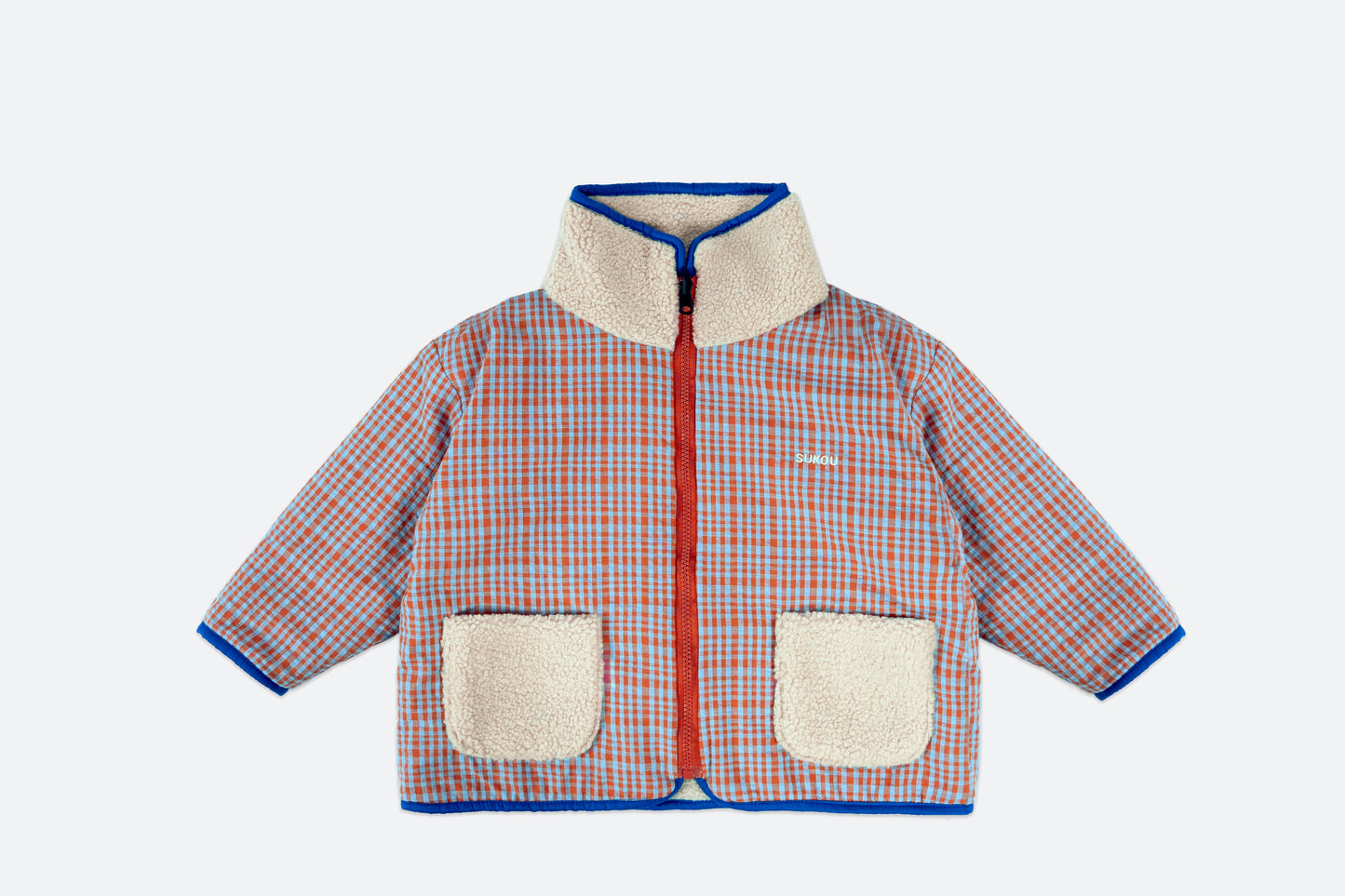 freddie reversible jacket - red / blue check