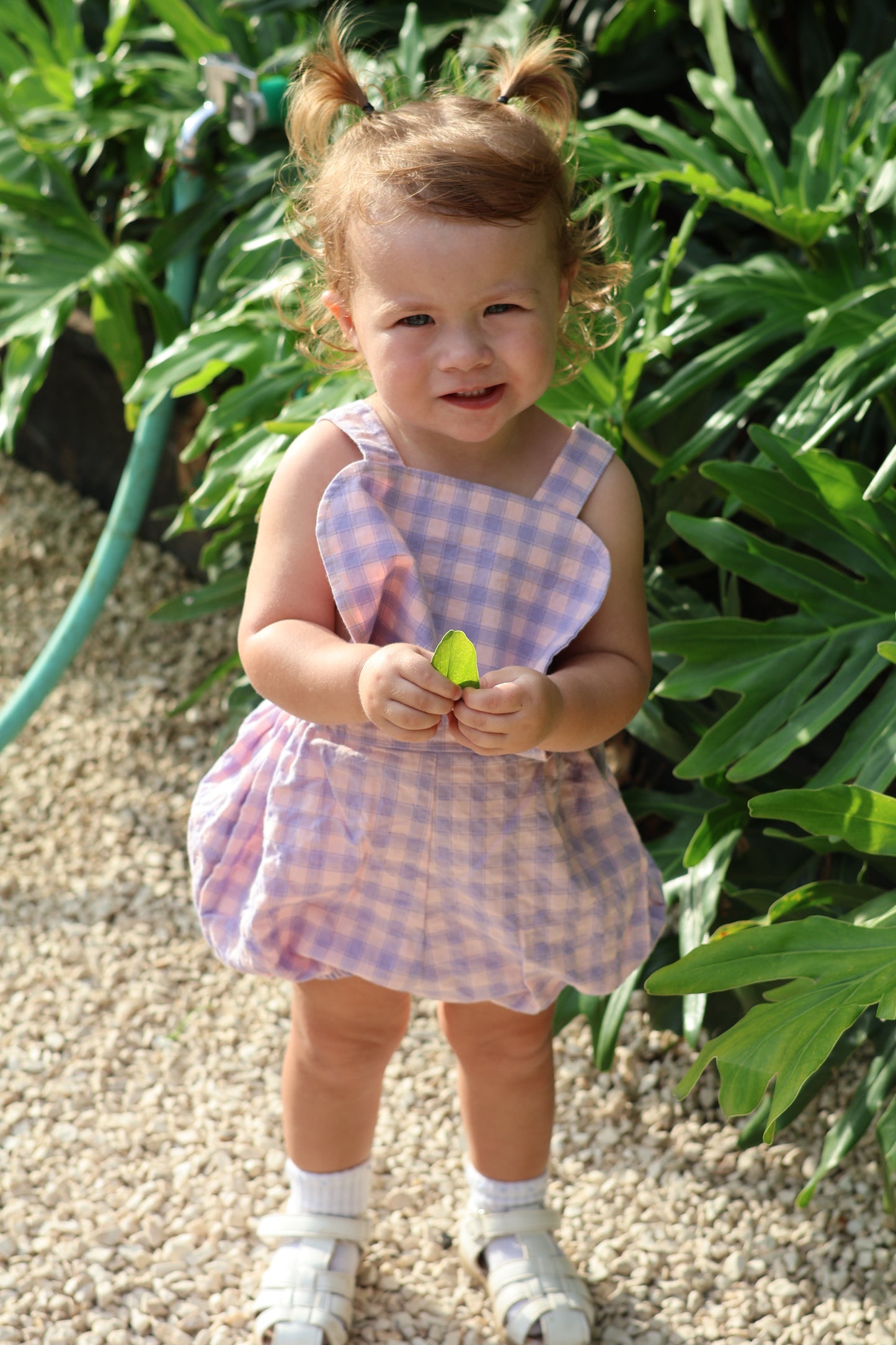 dylan romper - purple check