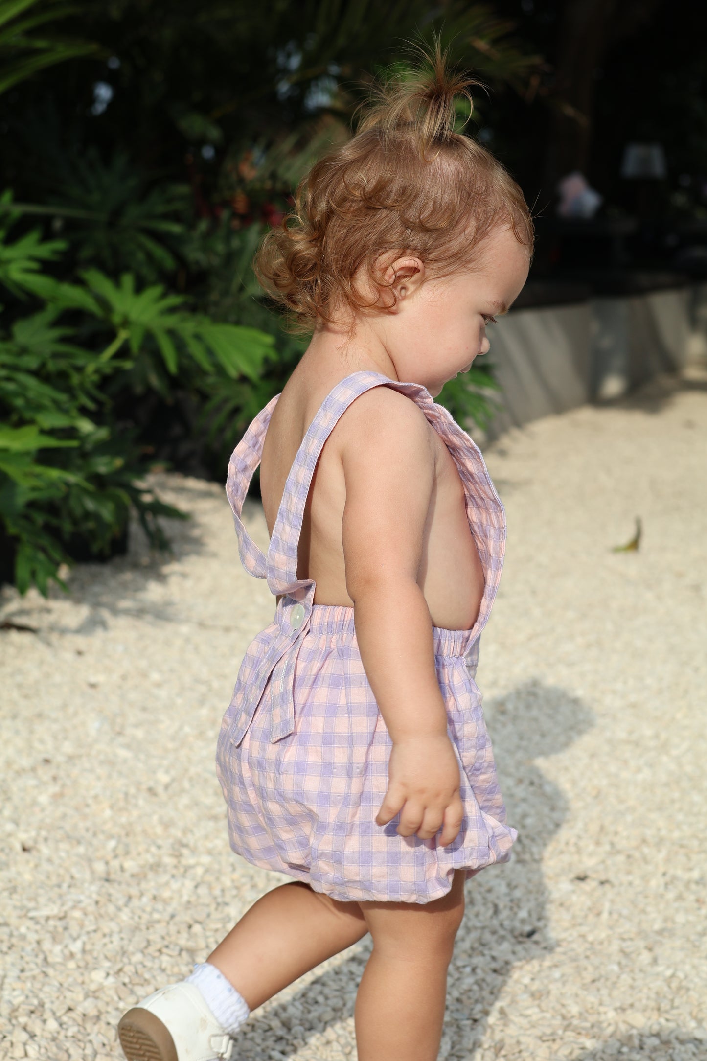 dylan romper - purple check