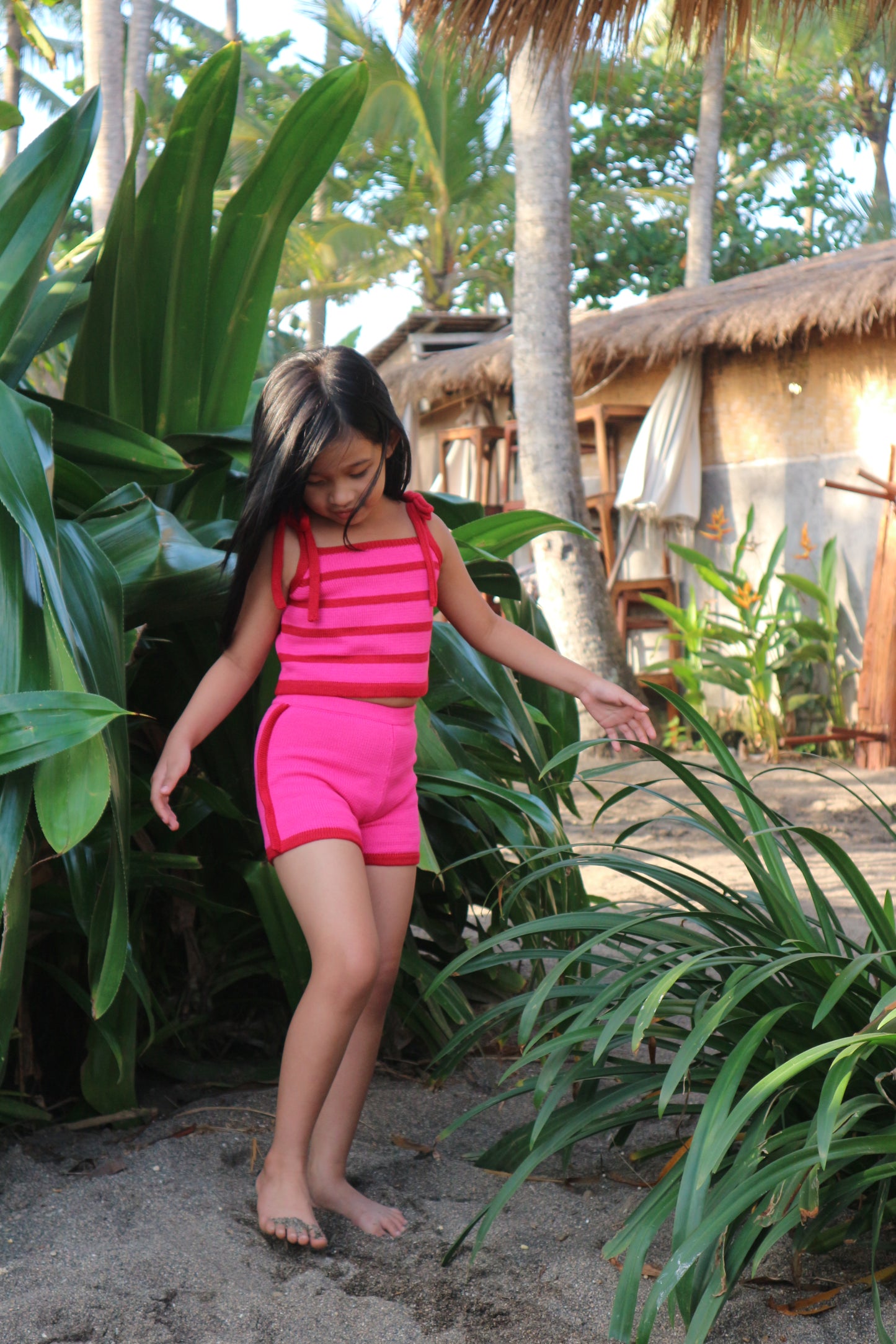 bobbie crop top - pink / red