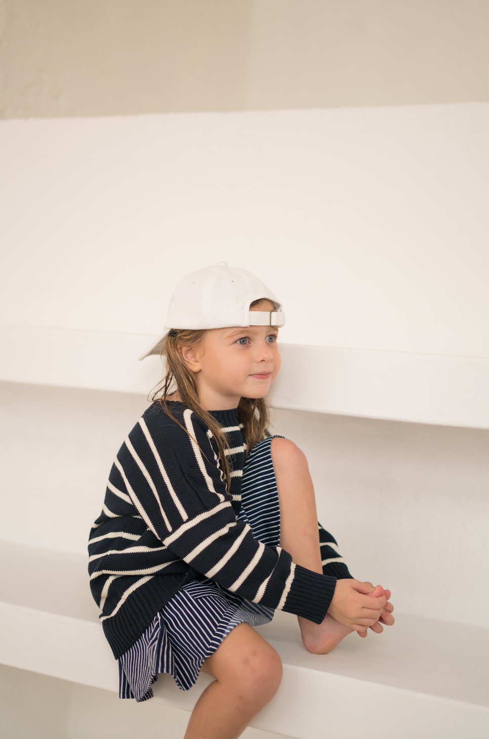 leon knit sweater - navy / white stripe