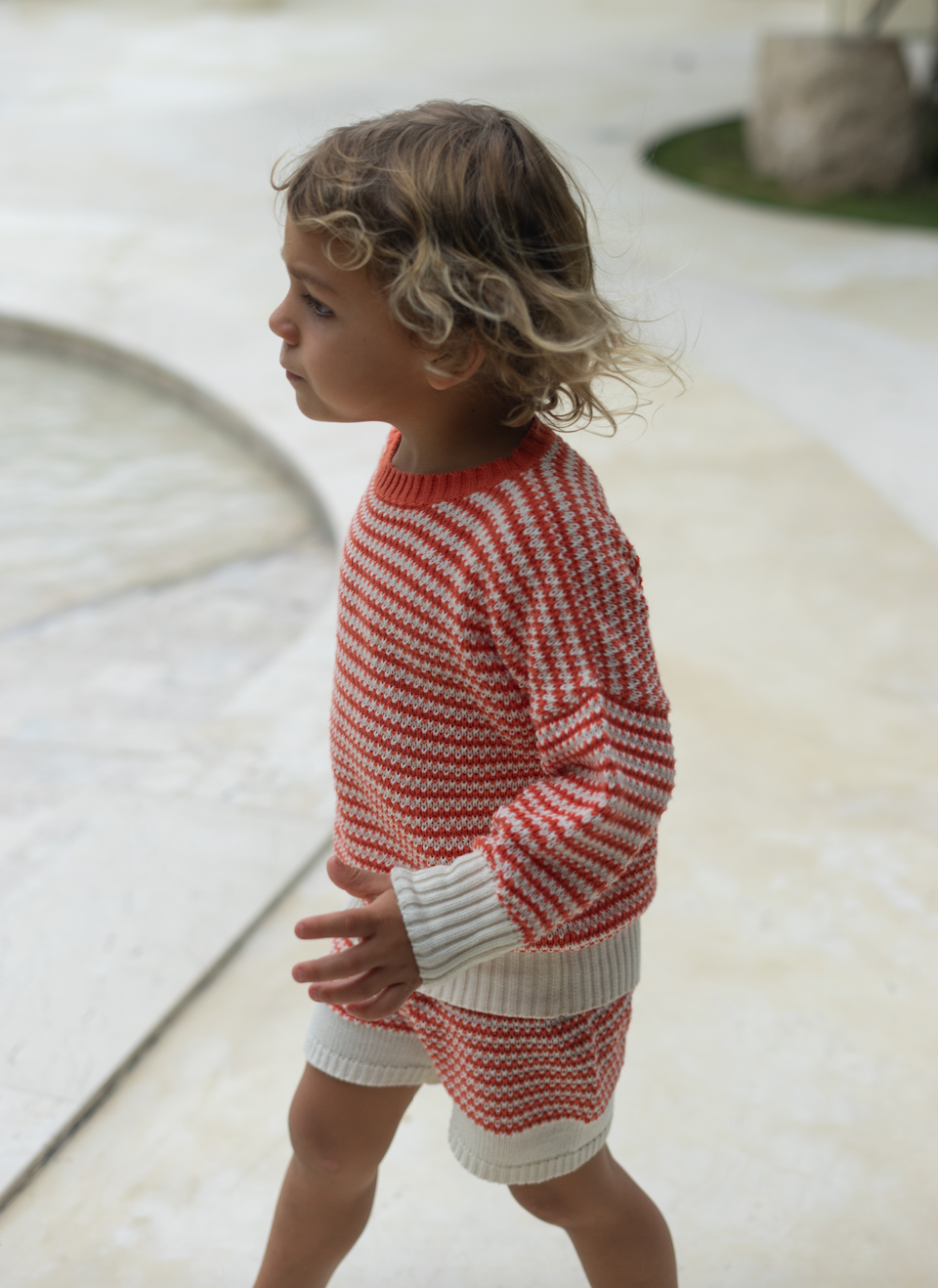 leon knit sweater - orange / off white