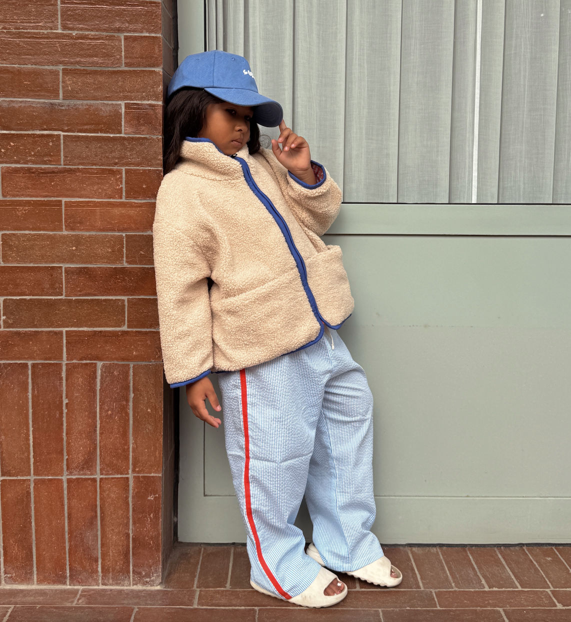 paloma pants - blue / red stripe