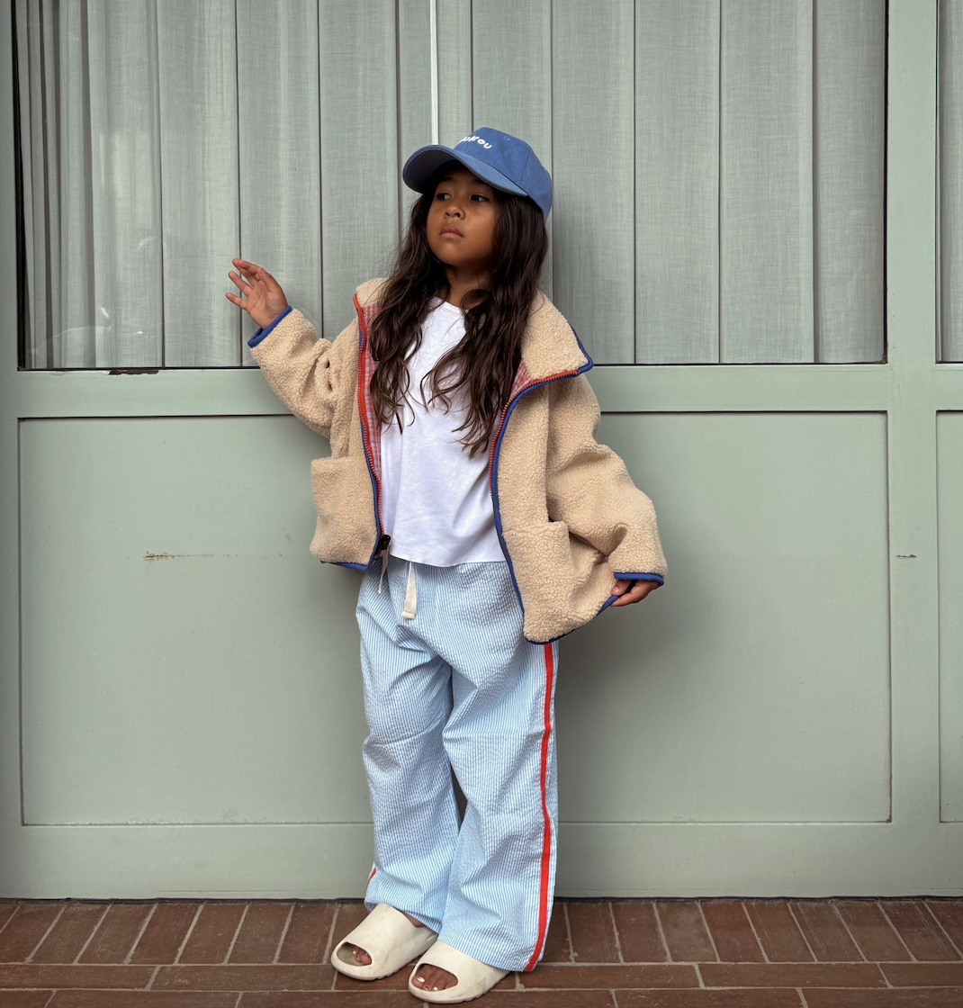 paloma pants - blue / red stripe