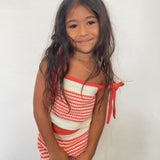 bobbie crop top -orange / off white