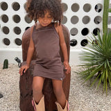 sukou rib dress - chocolate