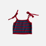 bobbie crop top - denim/ red
