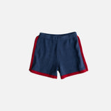 luca athletic bike shorts - denim / red
