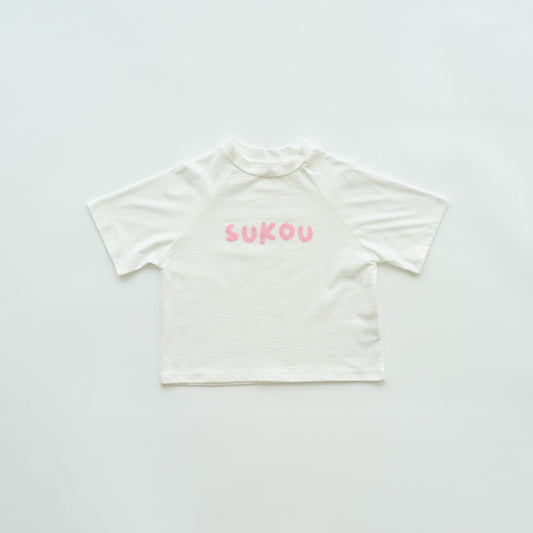 sukou signature t-shirt - white / pink