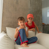 hudson knitted pant - denim / red