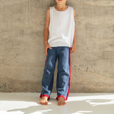 hudson knitted pant - denim / red