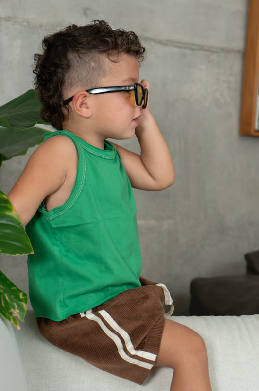 levi shorts - chocolate stripe