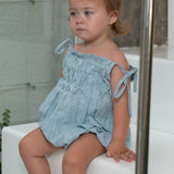 raphael hand smocked romper - blue