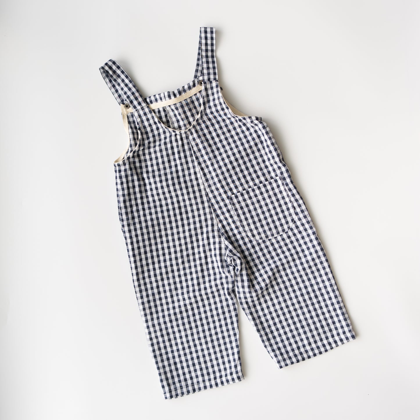 sukou gingham overalls - navy