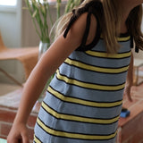 bobbie dress - blue / yellow stripe