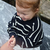 leon knit sweater - navy / white stripe