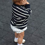 leon knit sweater - navy / white stripe