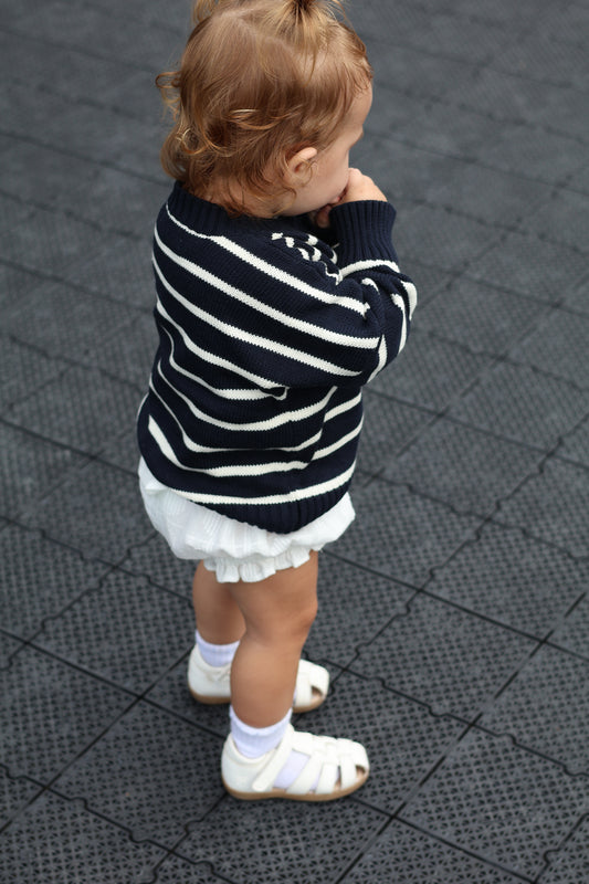 leon knit sweater - navy / white stripe