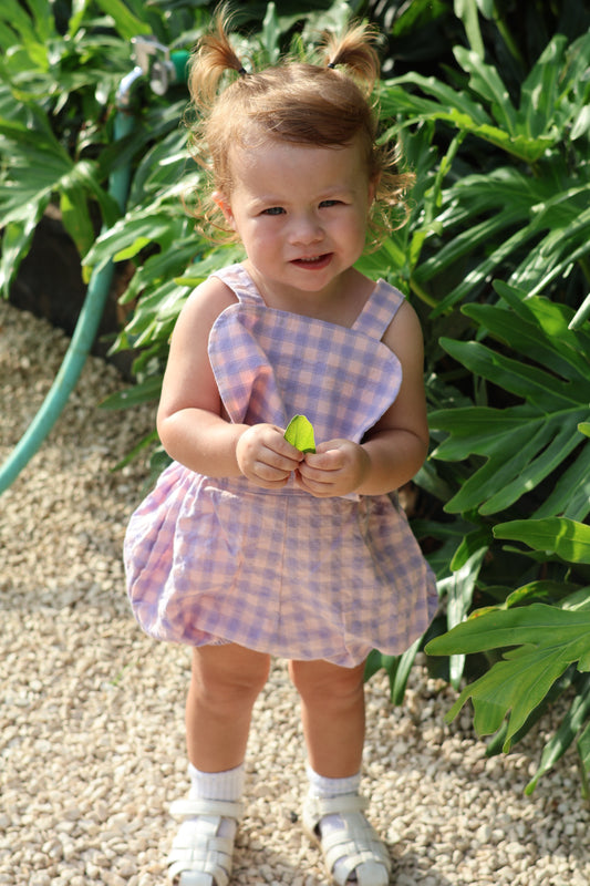 dylan romper - purple check