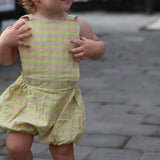 dylan romper - electric green check