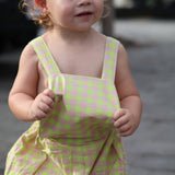 dylan romper - electric green check