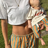 jacques women's pants - orange / green stripe