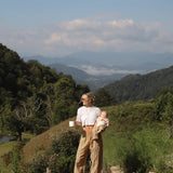 jacques women's pants - orange / green stripe