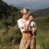 jacques women's pants - orange / green stripe