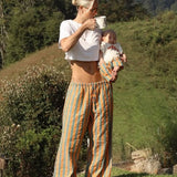 jacques women's pants - orange / green stripe