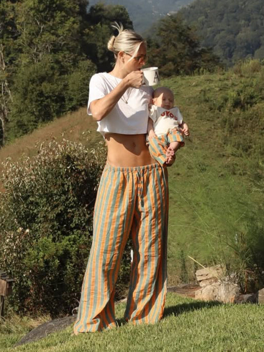 jacques women's pants - orange / green stripe