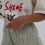 levi shorts - crinkle green brown stripe