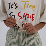 levi shorts - crinkle green brown stripe
