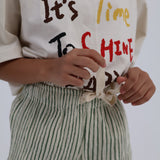 levi shorts - crinkle green brown stripe