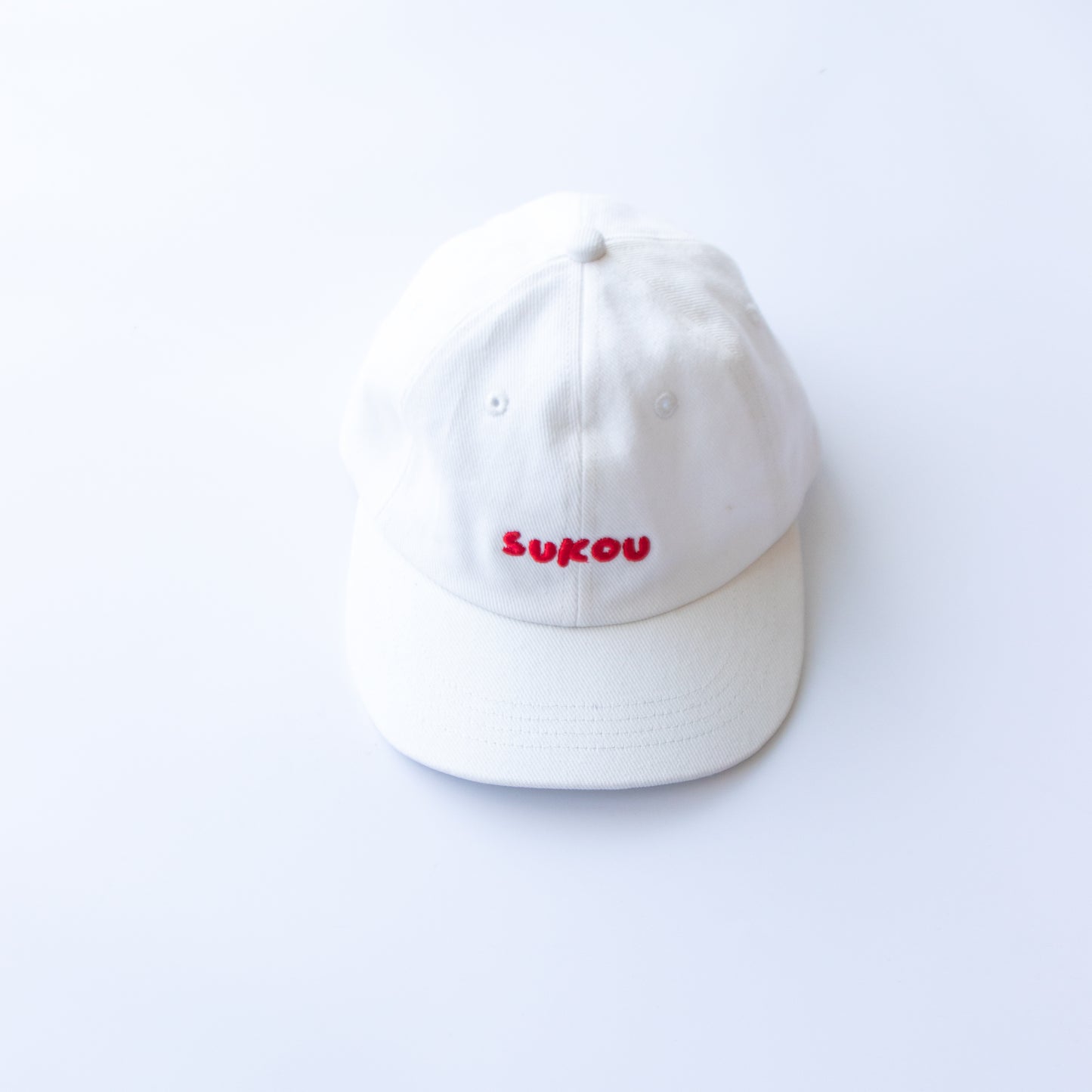 signature dad cap - off white / red