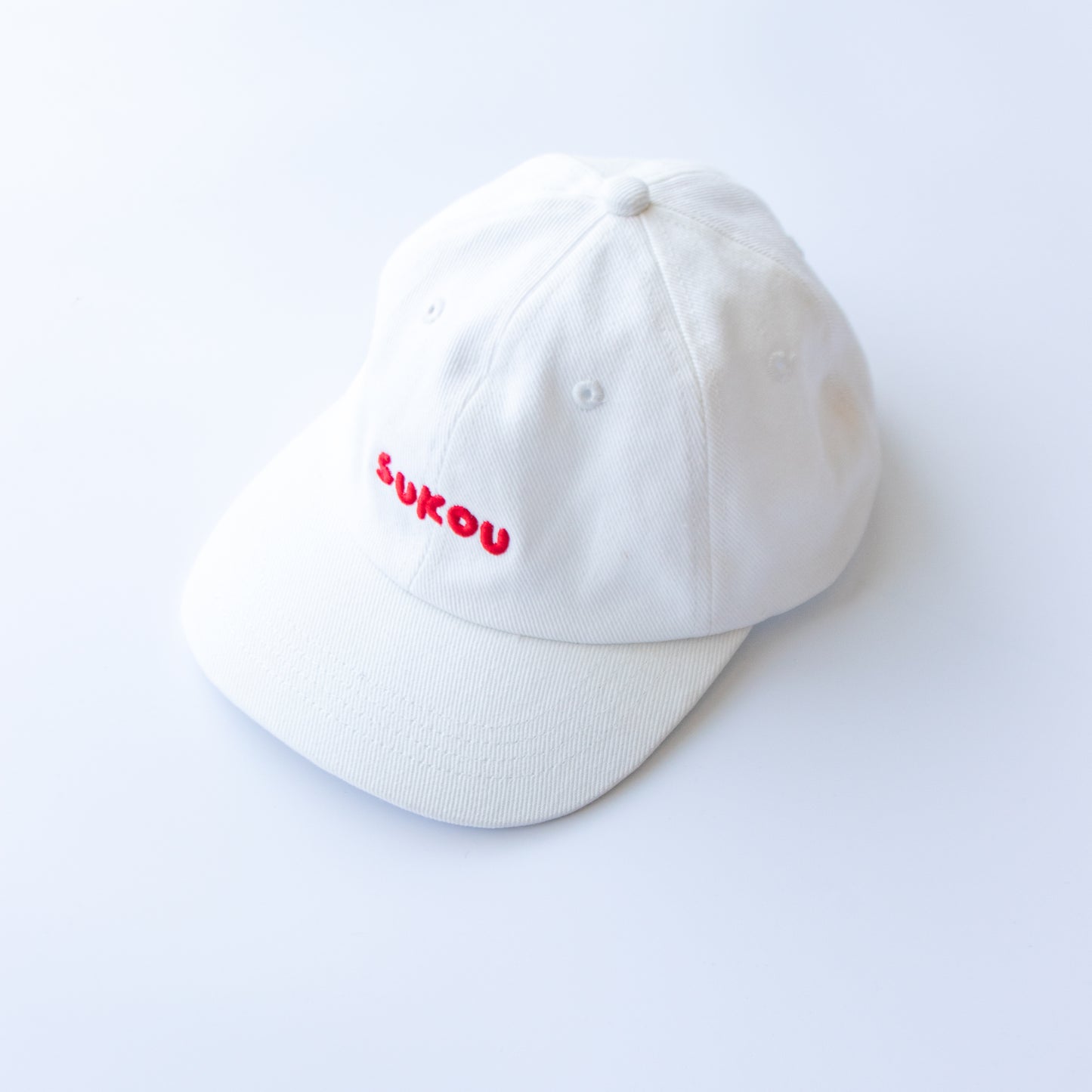 signature dad cap - off white / red