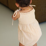 raphael hand smocked romper - orange check