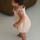 raphael hand smocked romper - orange check