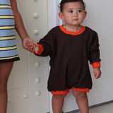 goldie waffle romper - chilli and chocolate