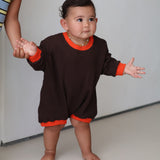 goldie waffle romper - chilli and chocolate