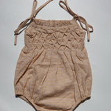 raphael hand smocked romper - orange check