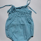 raphael hand smocked romper - blue check