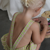 dylan romper - electric green check