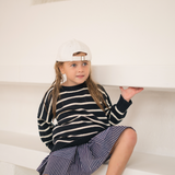 leon knit sweater - navy / white stripe