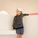 leon knit sweater - navy / white stripe