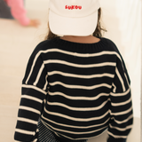 leon knit sweater - navy / white stripe