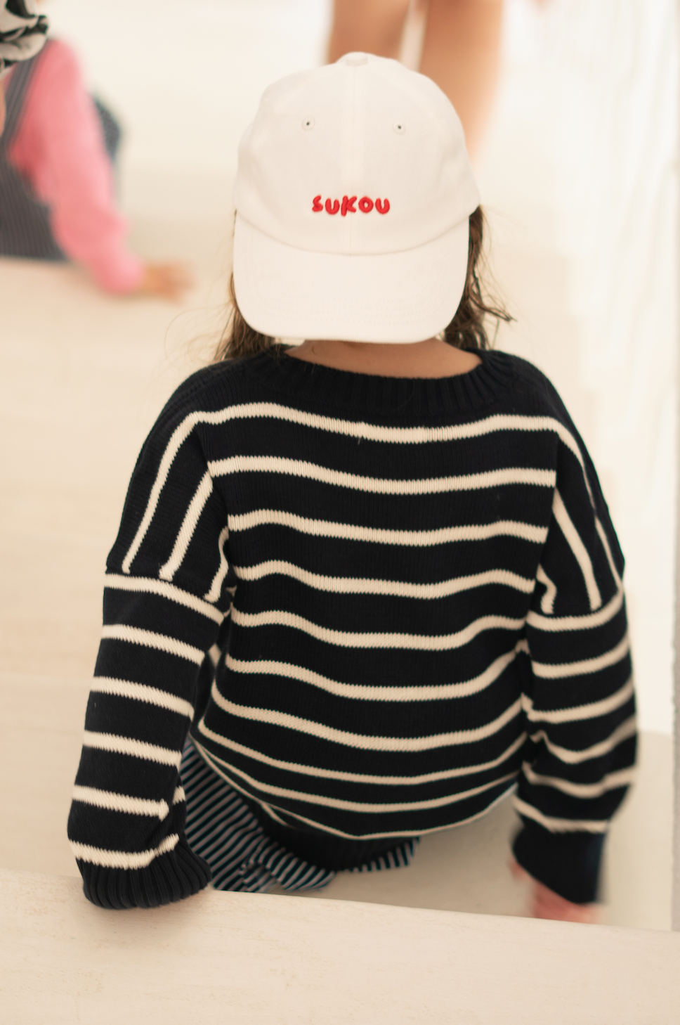 leon knit sweater - navy / white stripe