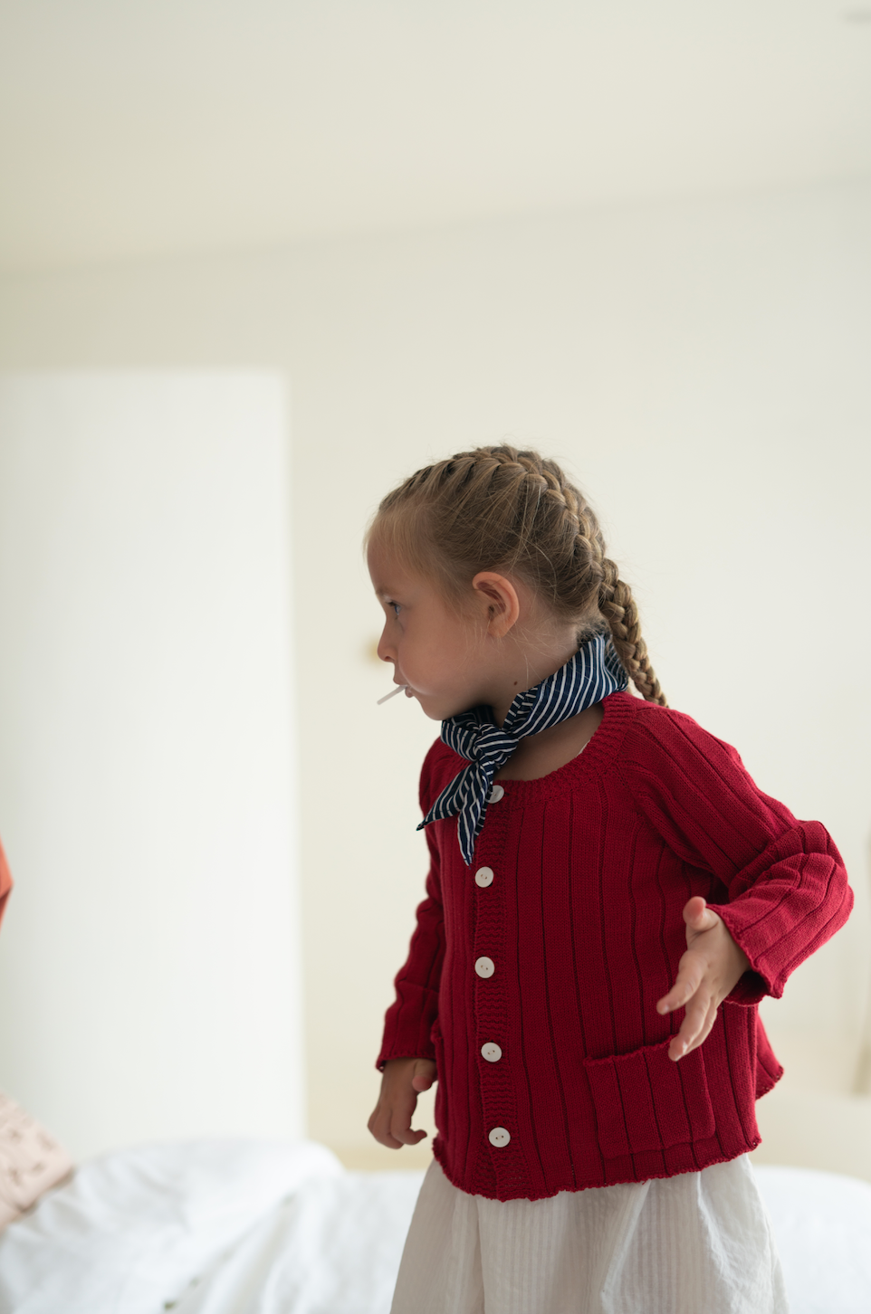 riley knit cardigan - red