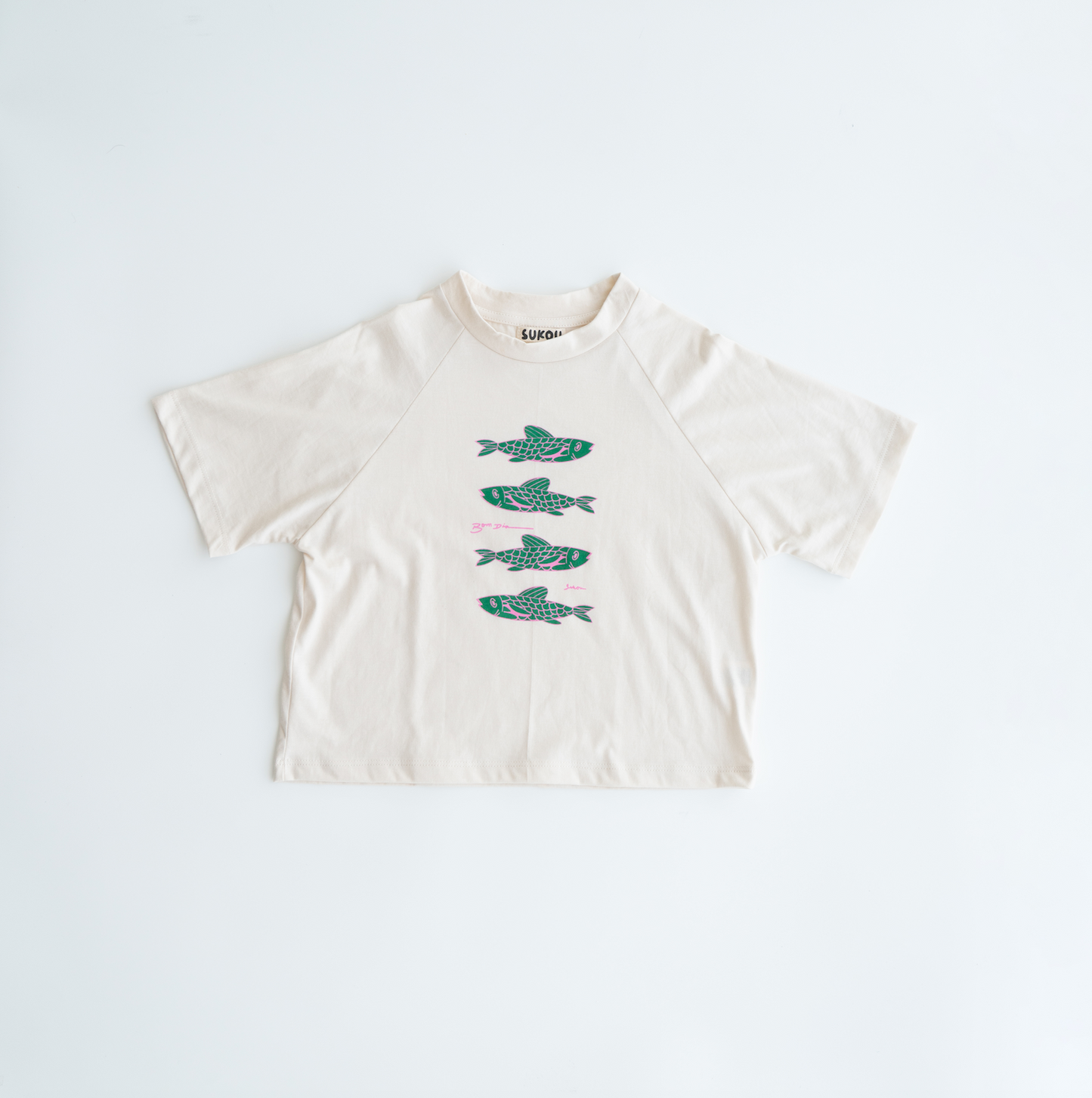 sukou signature t-shirt sardines - green / pink