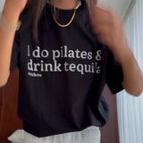 I do pilates and drink tequila women's t-shirt - black / silver