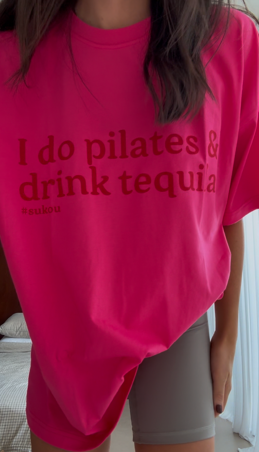 I do pilates and drink tequila women's t-shirt - pink / red